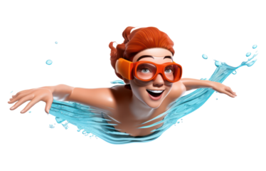 PNG Swimming portrait cartoon sports.