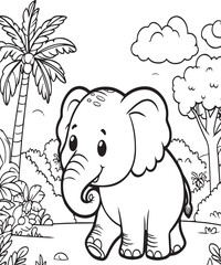 elephant cartoon coloring page vector ai generative