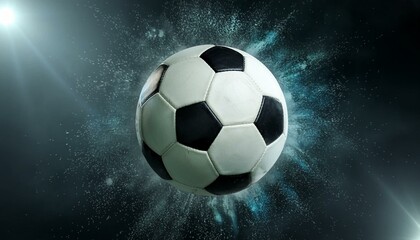 Fototapeta premium Soccer Ball Background or Wallpaper - Soccerball image for Header or Promotional purpose - Soccerball with Special Effects in the Field of a Stadium - Championship, League or Cup