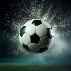 Fototapeta premium Soccer Ball Background or Wallpaper - Soccerball image for Header or Promotional purpose - Soccerball with Special Effects in the Field of a Stadium - Championship, League or Cup