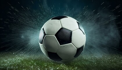 Fototapeta premium Soccer Ball Background or Wallpaper - Soccerball image for Header or Promotional purpose - Soccerball with Special Effects in the Field of a Stadium - Championship, League or Cup