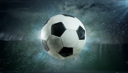 Fototapeta premium Soccer Ball Background or Wallpaper - Soccerball image for Header or Promotional purpose - Soccerball with Special Effects in the Field of a Stadium - Championship, League or Cup