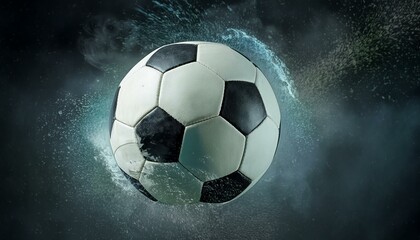Fototapeta premium Soccer Ball Background or Wallpaper - Soccerball image for Header or Promotional purpose - Soccerball with Special Effects in the Field of a Stadium - Championship, League or Cup