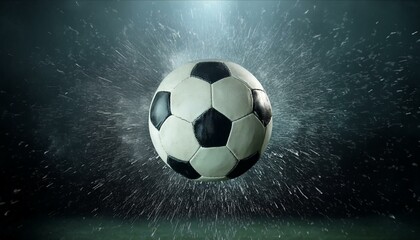 Fototapeta premium Soccer Ball Background or Wallpaper - Soccerball image for Header or Promotional purpose - Soccerball with Special Effects in the Field of a Stadium - Championship, League or Cup