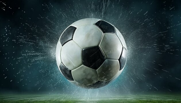 Soccer Ball Background or Wallpaper - Soccerball image for Header or Promotional purpose - Soccerball with Special Effects in the Field of a Stadium - Championship, League or Cup