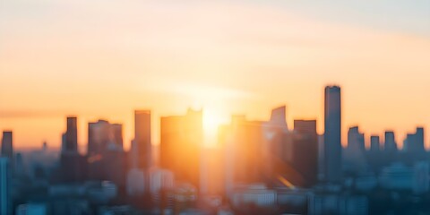 Fototapeta premium Cityscape Silhouette at Sunset or Sunrise. Concept Sunset Silhouette, Cityscape Photography, Urban Skylines, Sunrise Shots