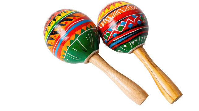 Pair of maracas for beach party on white background or PNG