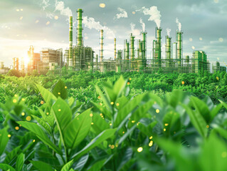 Eco-Friendly Factory with Renewable Energy Systems Leading Business Environmental Concept