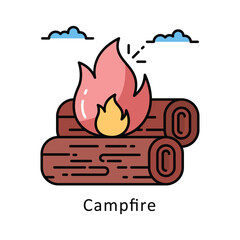 Campfire vector   Filled outline Design illustration. Symbol on White background EPS 10 File