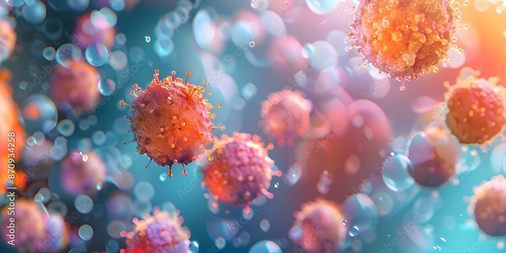 Poster 3d visualization of cells showing insulin resistance to insulin signals. concept 3d visualization, c