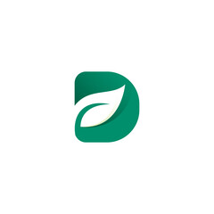 Letter D leaf green vector. D Logo Nature