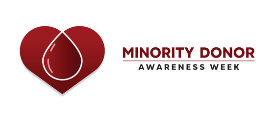 National Minority Donor Awareness  Week. Blood and heart. Great for cards, banners, posters, social media and more. White background.  