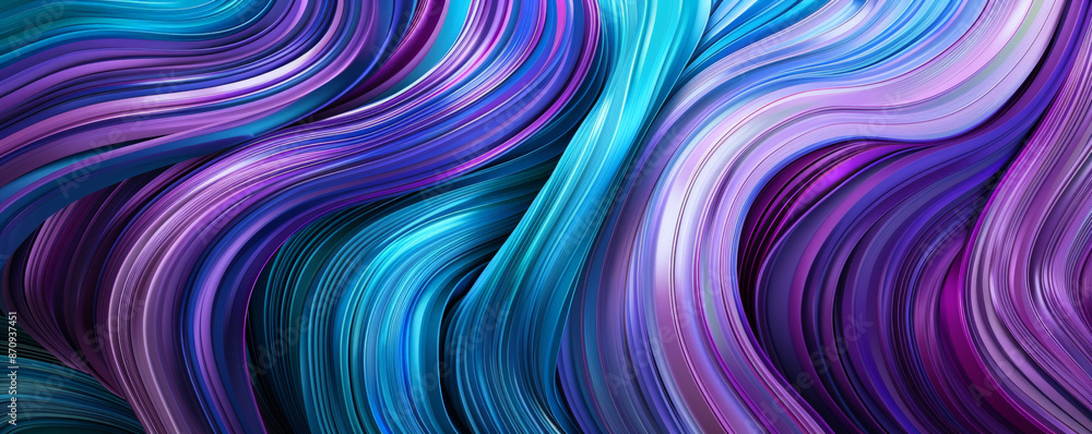 Poster a colorful abstract background with rounded lines in shades of purple, blue, and teal, creating a vi