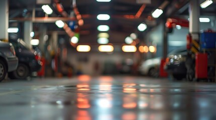 Blurry background at an automotive service center