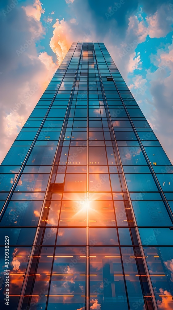 Poster transformative skyscraper with dynamic facade optimizing energy efficiency and light