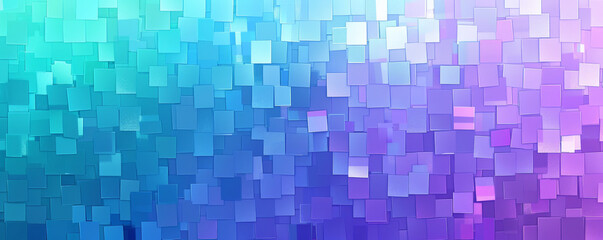 Fototapeta premium A cool-toned mosaic pixel background featuring shades of blue, purple, and teal. The gradient effect and pixel arrangement create a tranquil and refreshing pattern.