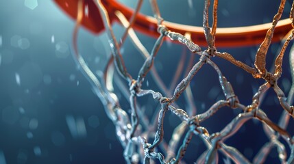 Macro close up[ shot of basketball rim. Basket ball court. With copy space