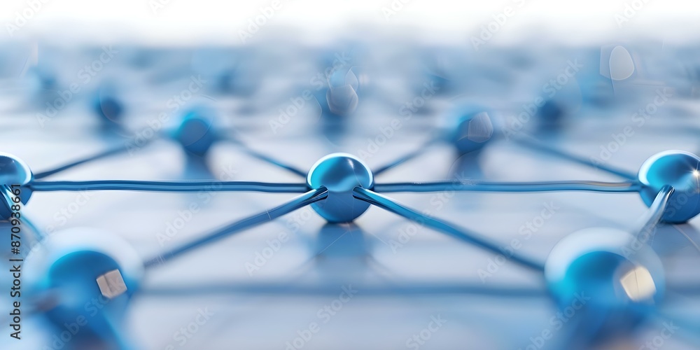 Poster 3d abstract network structure with blue and white lines and dots. concept abstract art, network stru