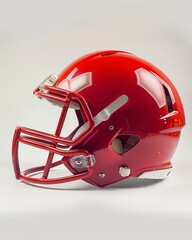 Fototapeta premium Red football helmet against a plain white backdrop