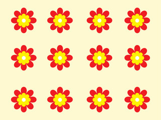 Daisy flowers. Seamless pattern with flowers. Daisy flower vector. Colorful daisy flower. Pattern with daisies. Flat lay, top view. Floral pattern, object. 