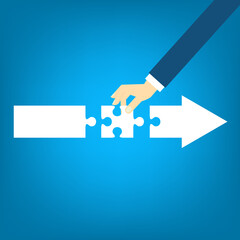 Teamwork working together to success, cooperation or team building collaborate to solve problem, partnership, help and support, business people colleagues help work together to connect jigsaw puzzle.