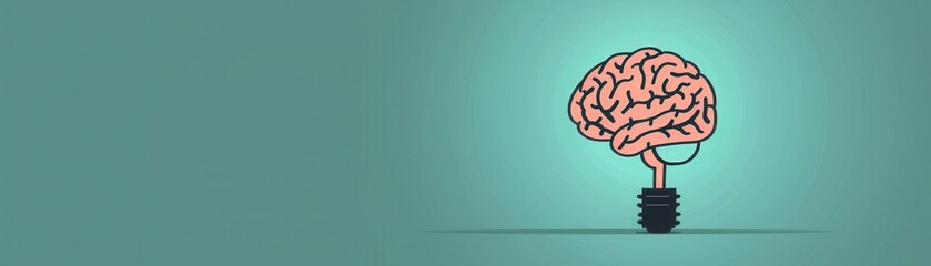 Brainstorming session, human brain with ideas, flat design illustration