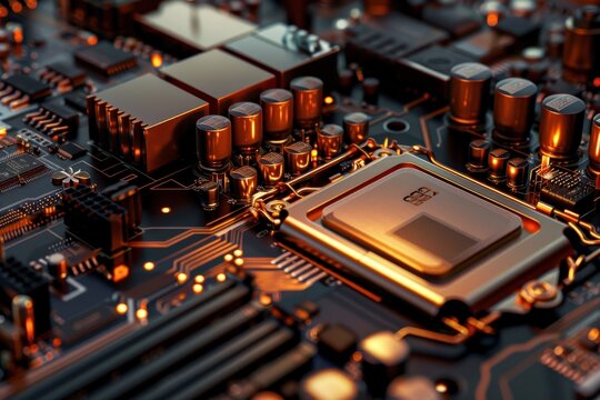 Motherboard Macro: CPU Socket & Capacitors in Focus