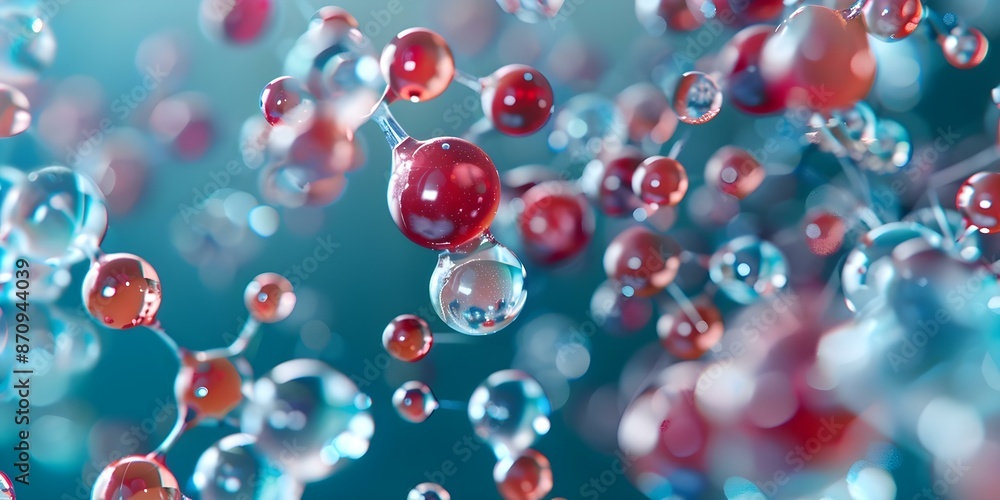 Poster enzyme catalysis visualized through dynamic molecular reactions with constant movement. concept enzy