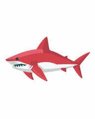Fototapeta premium Red killer shark. Shark vector design art isolated on a white background.