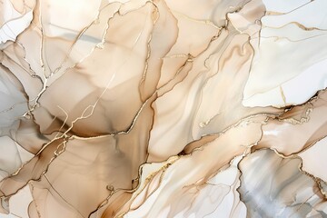 Abstract Fluid Art with Beige and Gold Tones