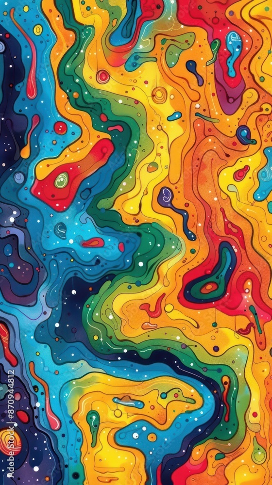 Poster psychedelic abstract multicolored swirling pattern