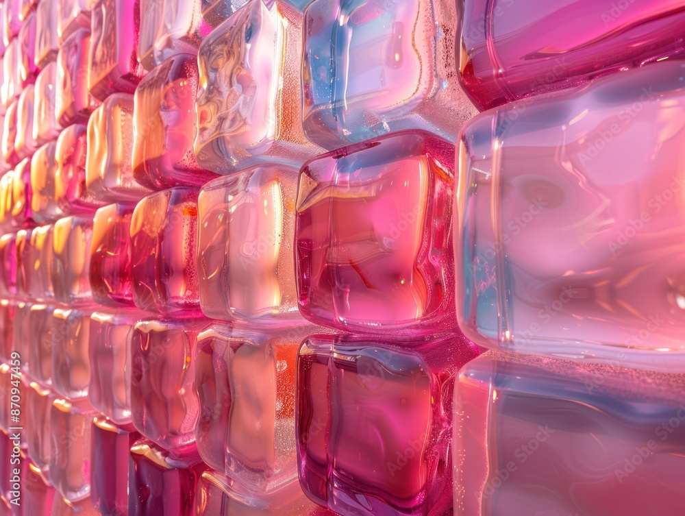 Poster colorful translucent glass blocks in grid pattern