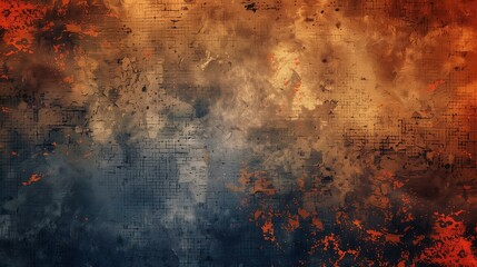 Fototapeta premium A grunge texture wallpaper featuring a grainy effect with vibrant orange and black hues perfect for edgy and modern designs