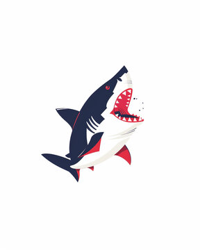 Shark attacking. Shark illustration design art isolated on a white background.