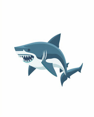 Fototapeta premium Dangerous shark with a lot of razor sharp teeth. Shark illustration design art isolated on a white background.