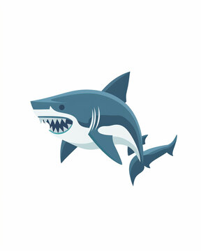 Dangerous shark with a lot of razor sharp teeth. Shark illustration design art isolated on a white background.