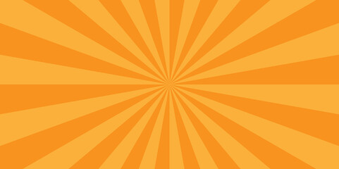 Vector orange sun rays and sunburst backdrop background. modern seamless retro vintage burst sunrise sunbeam element spiral striped illustration sunray template wallpaper design.