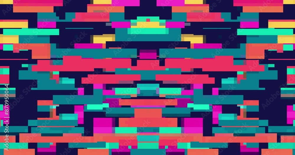 Poster retro abstract brick animation, loop background. colorful pattern loop. vector pixel art 8 bit
