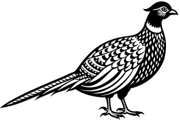 Pheasant silhouette vector illustration, Pheasant Bird