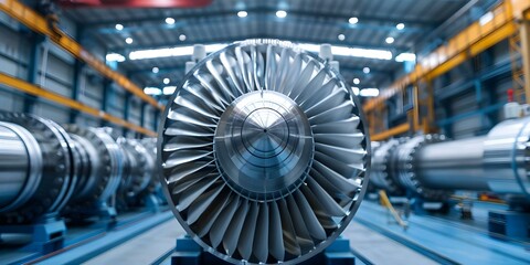 Efficient industrial gas turbine power plant for electrical power generation. Concept Gas Turbines, Power Generation, Industrial Plant, Efficiency, Electrical Power