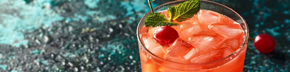 Fototapeta premium High-Definition AI-Generated Wallpaper Featuring Classic Italian Aperitif with Summer Cocktails. Refreshing Cold Drinks for Summer Parties with Lemon and Fruit Tea in a Beautifully Plated Setting