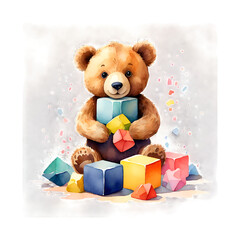 teddy bear and gift box