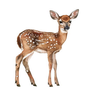 recommend clip art: Watercolor clipart of a Fawn, isolated on a white background, Illustration painting, Fawn vector, drawing, design art, clipart image, Graphic logo