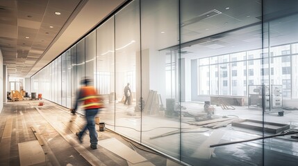 partitions blurred interior office renovation