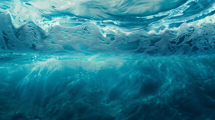 water wave underwater blue ocean. wide panorama background.