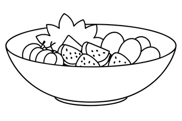 Fruit salad minimalist line art classic culinary elegance