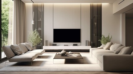 Fototapeta premium minimalist tv home interior