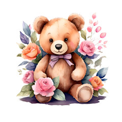 teddy bear with flowers