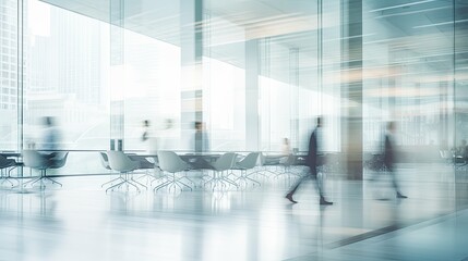 Obraz premium clean blurred high rise office interior