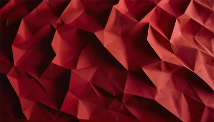 Fototapeta premium Layers of paper or fabric of red background that have been crumpled, folded, and manipulated into wave